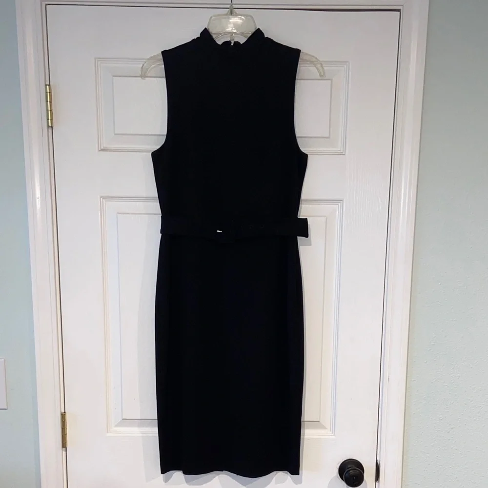 Express Black Belted Sheath Dress - Picture 3 of 6
